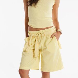 Free People Saylor Poplin Pull-On Shorts Banana Creme